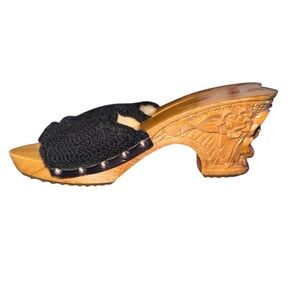 Betsey Johnson Black Wooden Heels